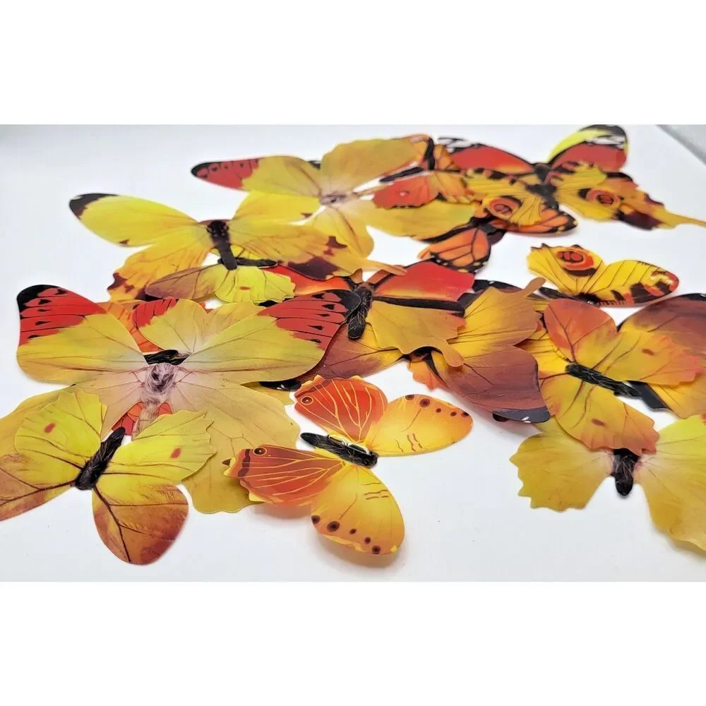 Lot of 90 3D Craft Butterflies 2in+ 13 Blue 19 Pink 22 Orange 11 Purple 25 Green